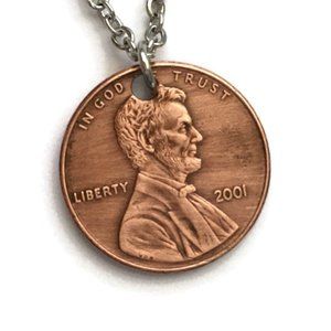 1990-2008 Lucky Penny Necklace UNISEX BOHO Gothic Stainless Steel Copper